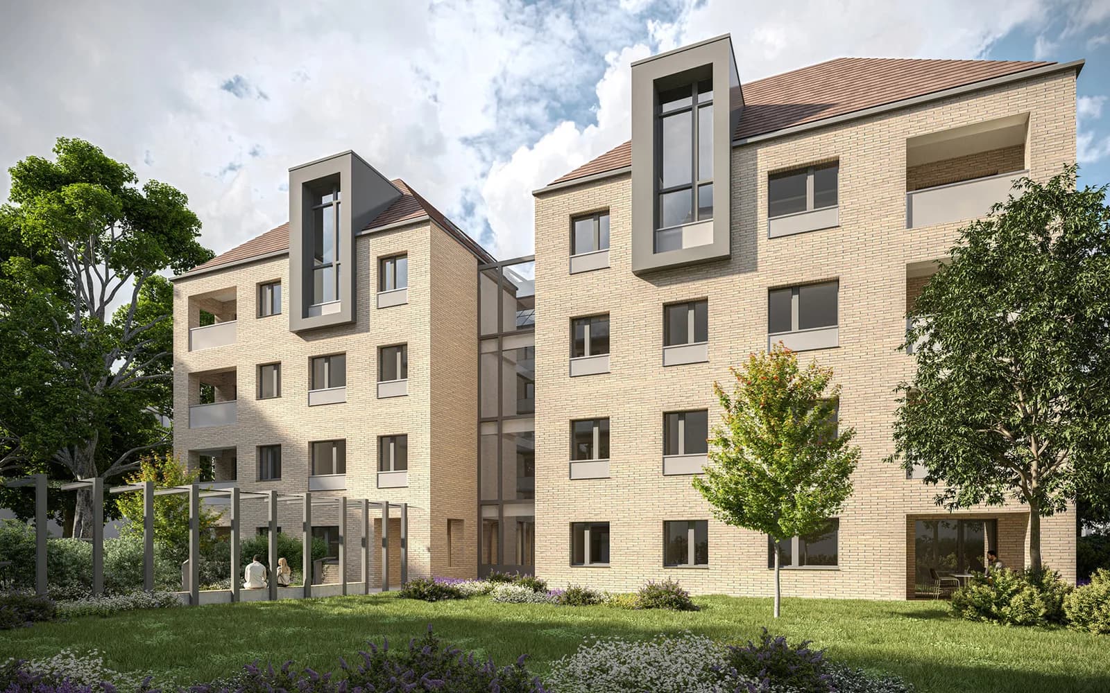Garden facade of Liget Villa on Városligeti fasor, District VII, architectural rendering
