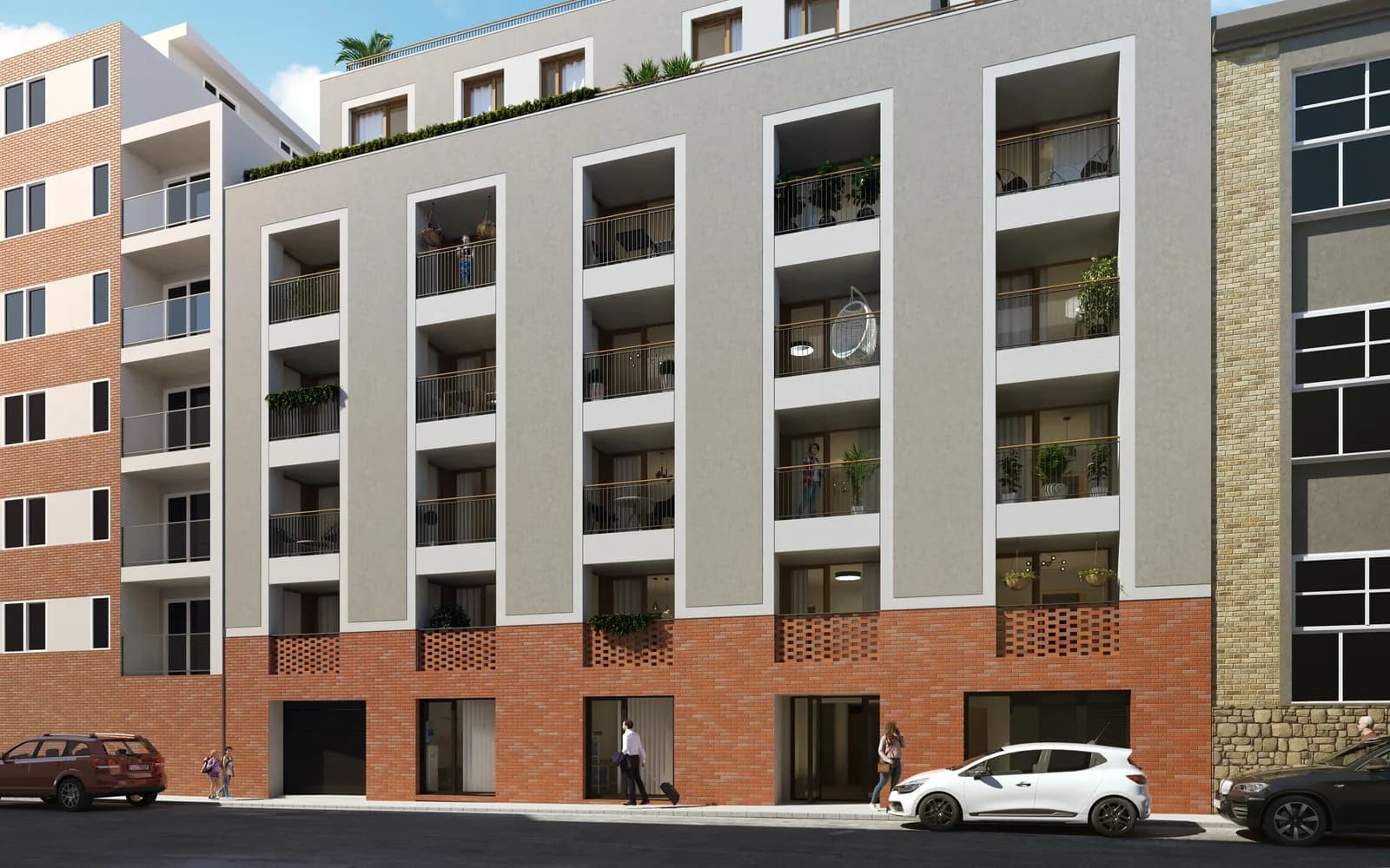 Street facade of MARA Residence at Sobieski János utca 6, District IX, architectural rendering